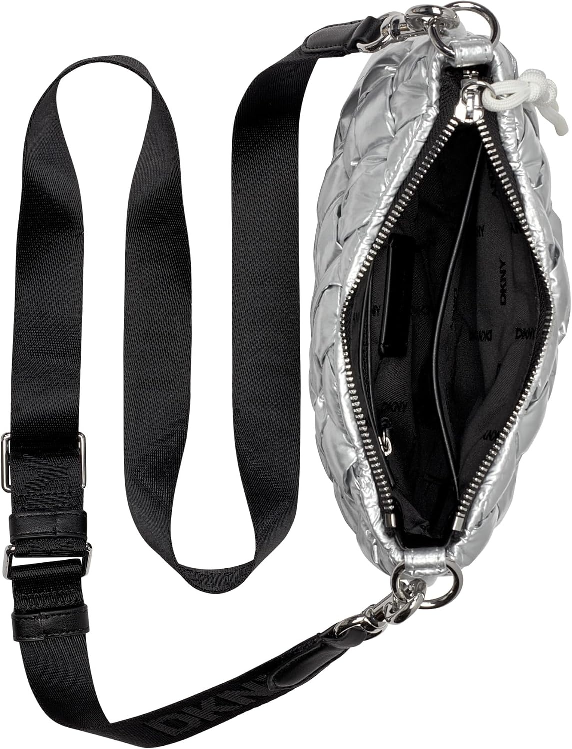image:imageDKNY Womens Nadia Quilted Crossbody BagSilver