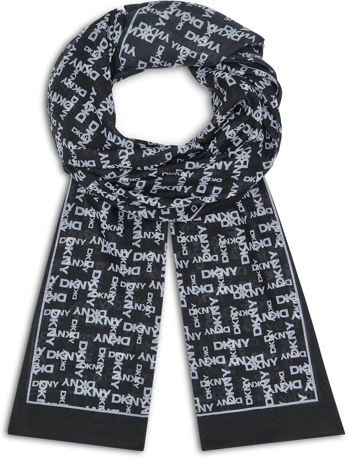 image:imageDKNY Womens Overlap Logo Print Sheer Chiffon ScarfSky