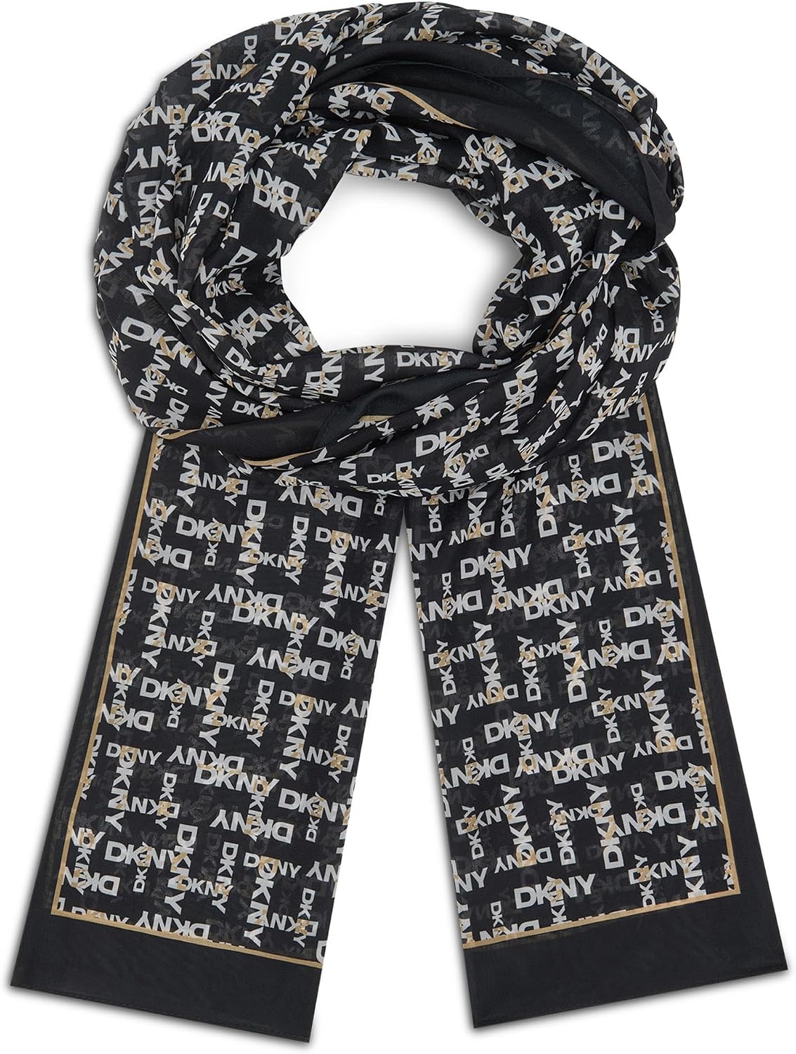 image:imageDKNY Womens Overlap Logo Print Sheer Chiffon ScarfWhiskey