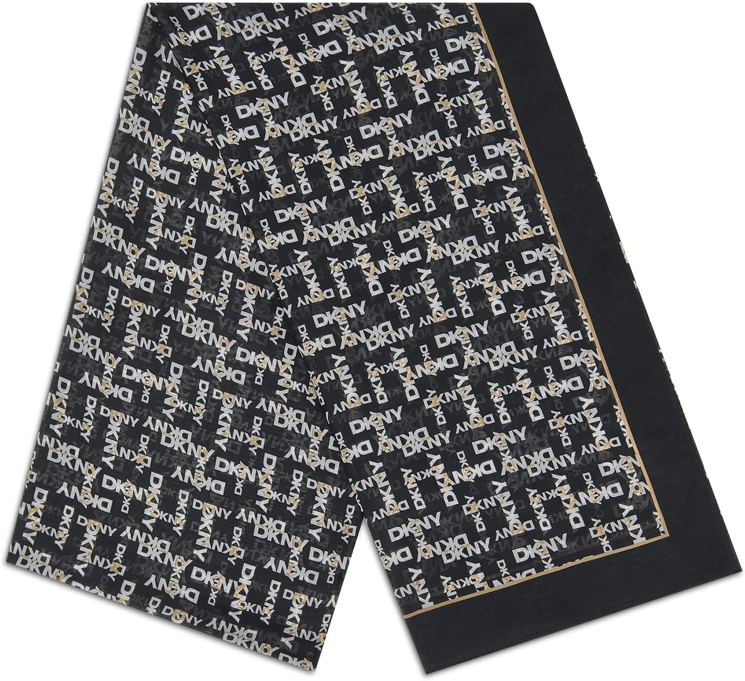 image:imageDKNY Womens Overlap Logo Print Sheer Chiffon ScarfWhiskey
