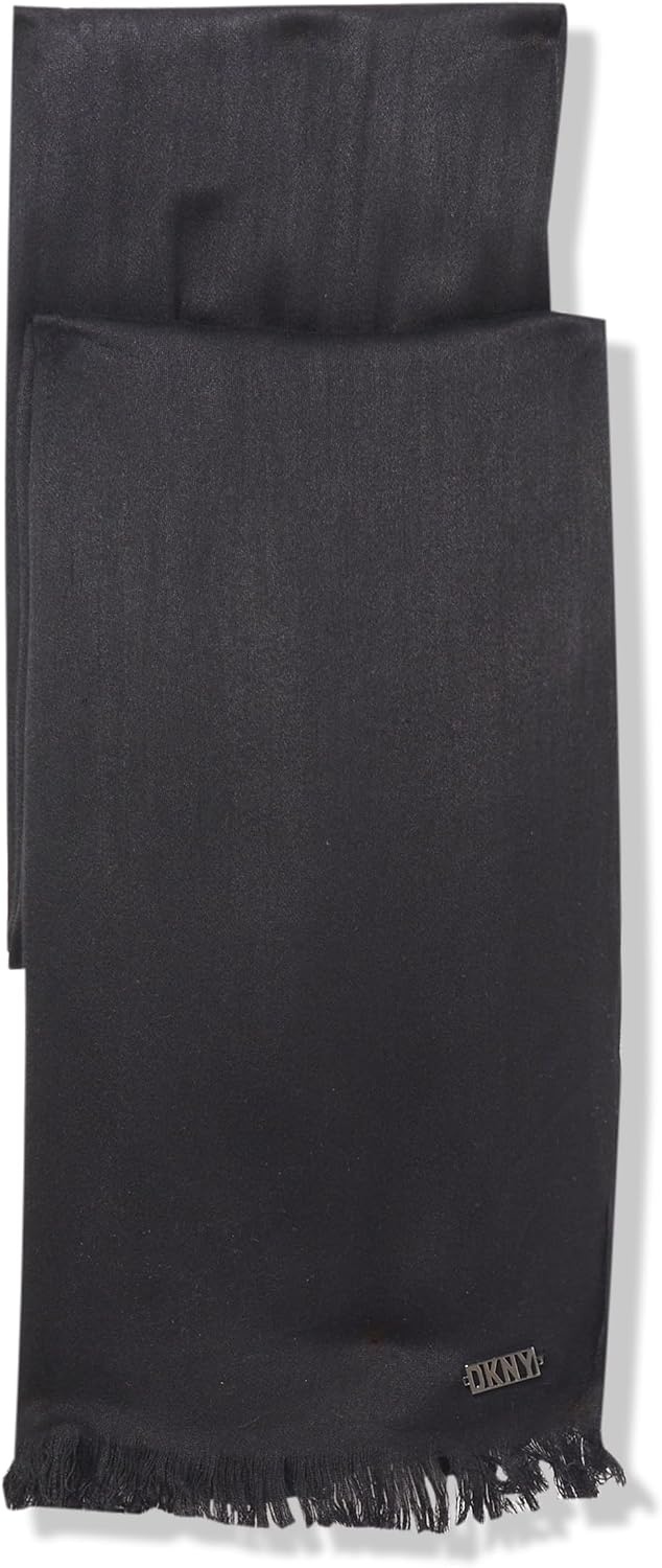 image:imageDKNY Womens Oversized Solid Pashmina With Eyelash FringeBlack