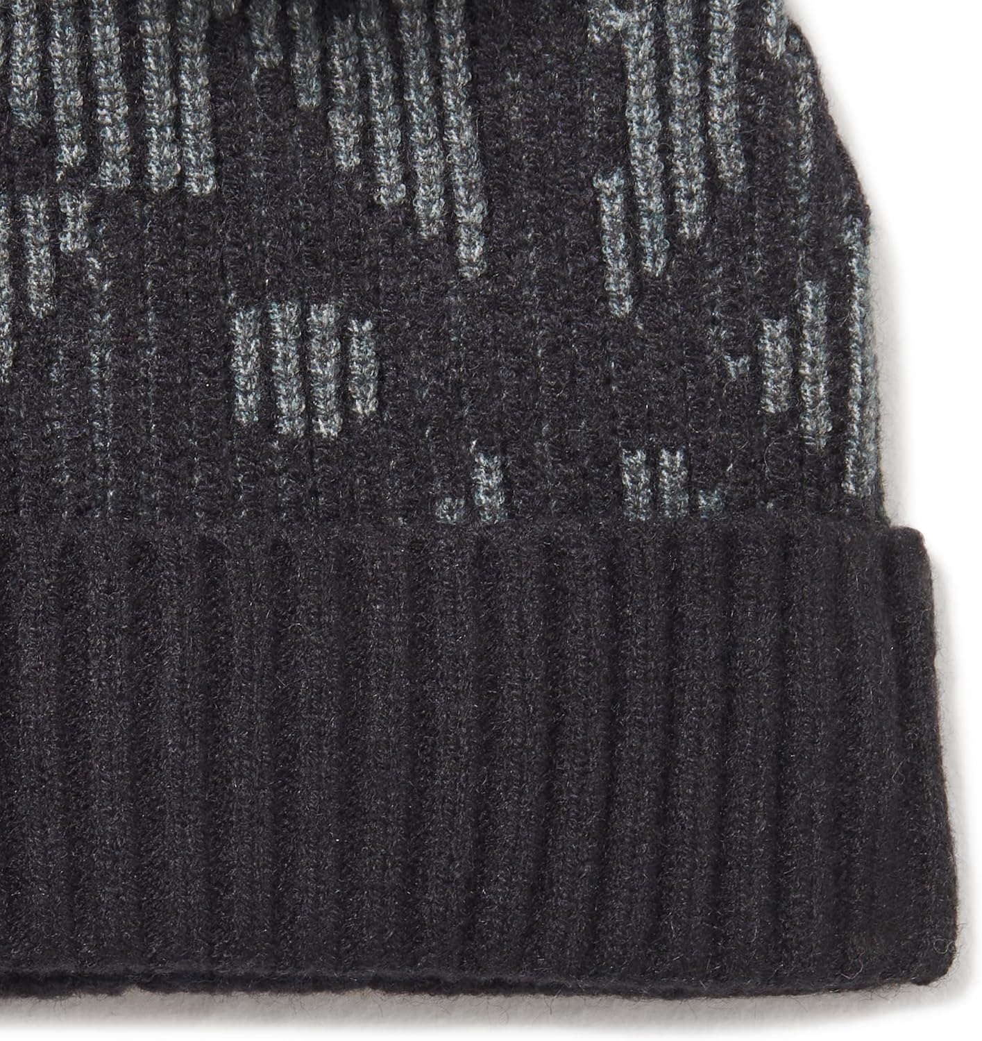 image:imageDKNY Womens Ribbed Logo Faux Fur Pom BeanieCharcoal