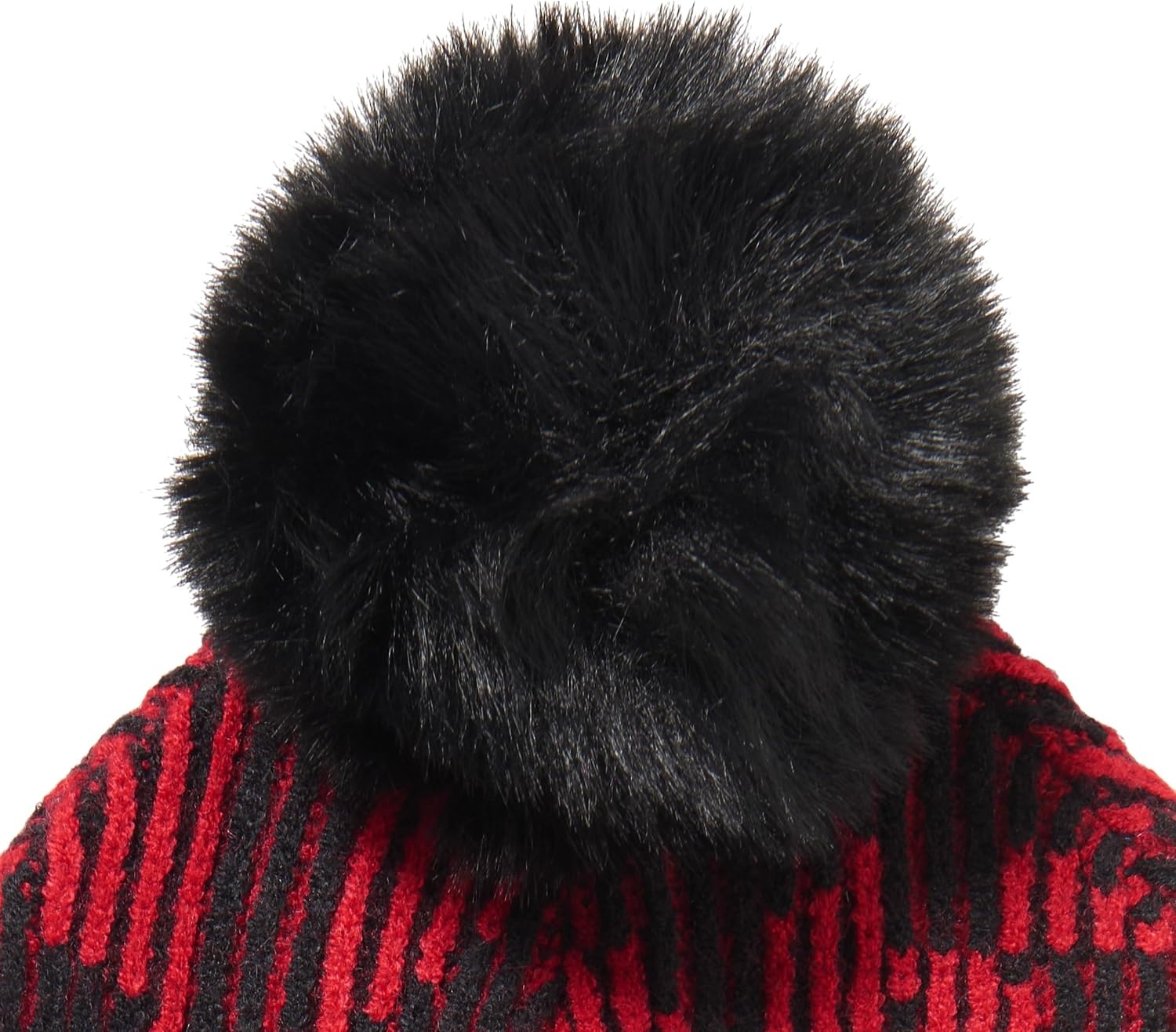 image:imageDKNY Womens Ribbed Logo Faux Fur Pom BeanieRed Light