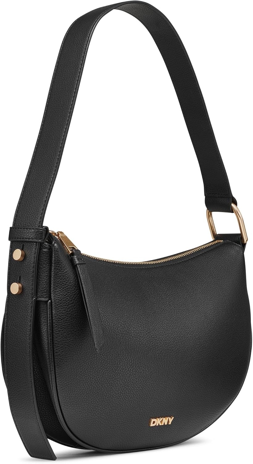 image:imageDKNY Womens Scarlett Slouchy Shoulder BagBlackGold