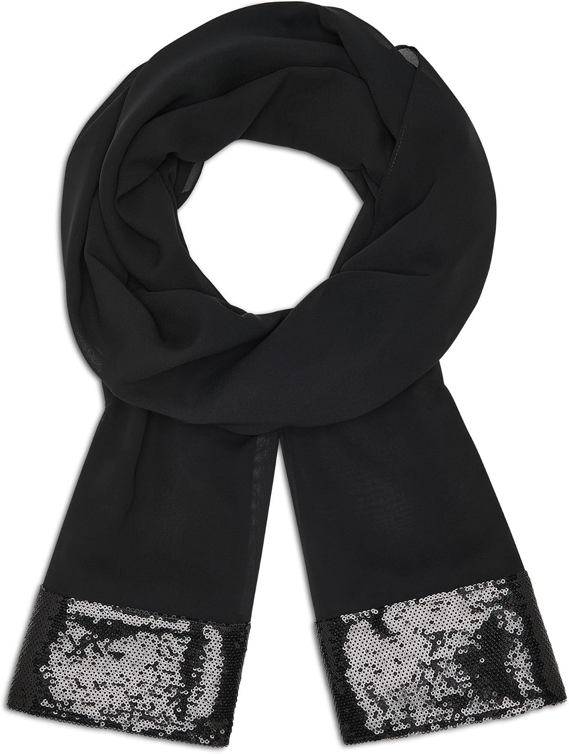 image:imageDKNY Womens Sequin Trip Evening Wrap ScarfBlack