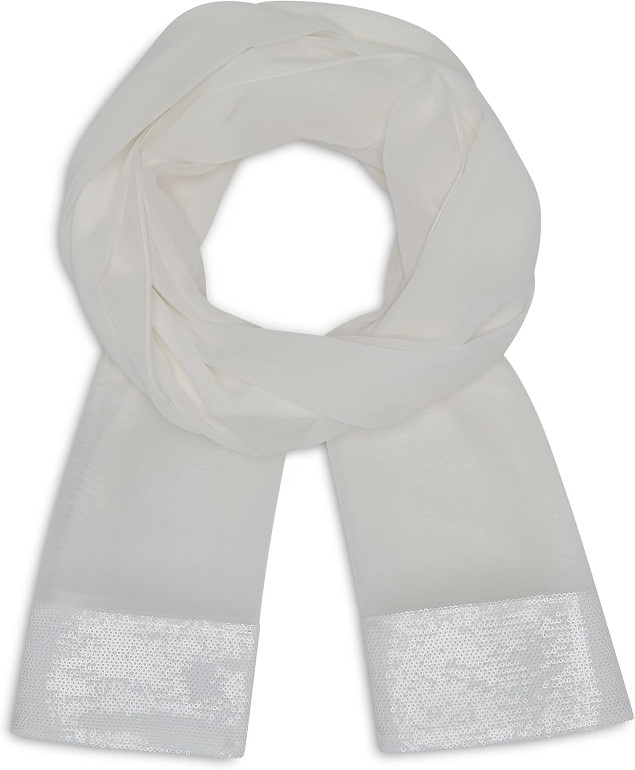 image:imageDKNY Womens Sequin Trip Evening Wrap ScarfIvory