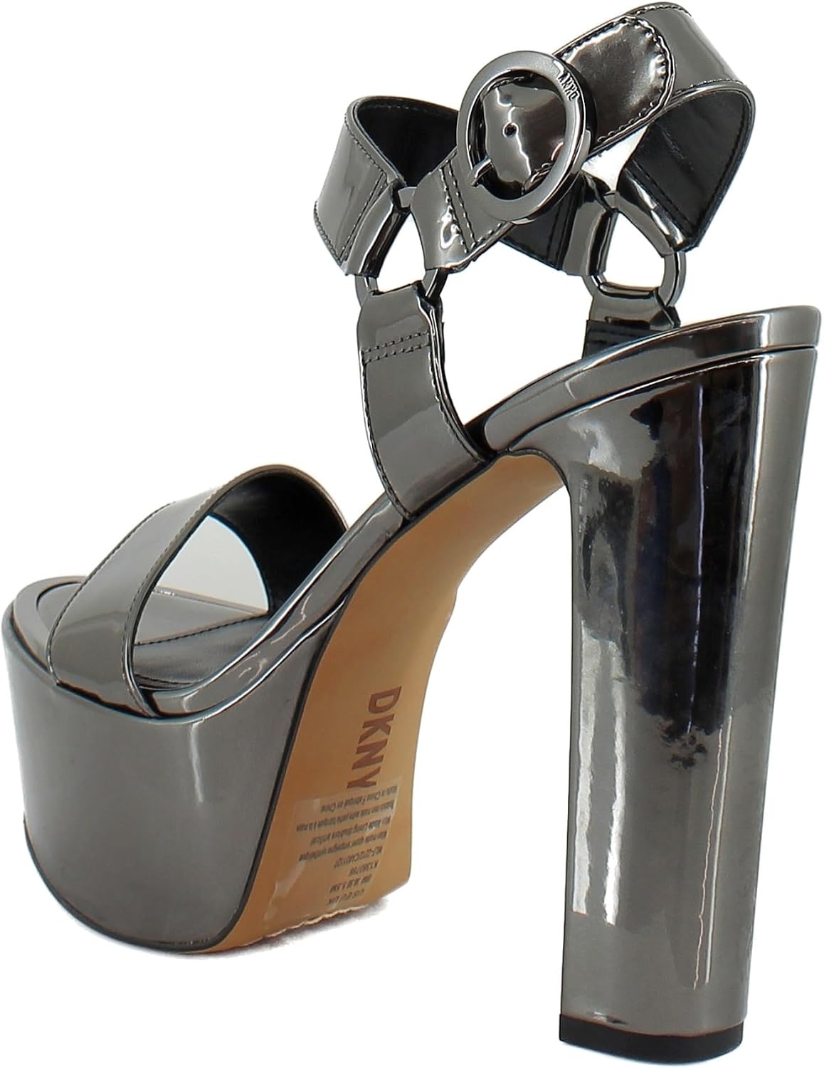 image:imageDKNY Womens Shila Platform Block Heel With Belt DetailGunmetal