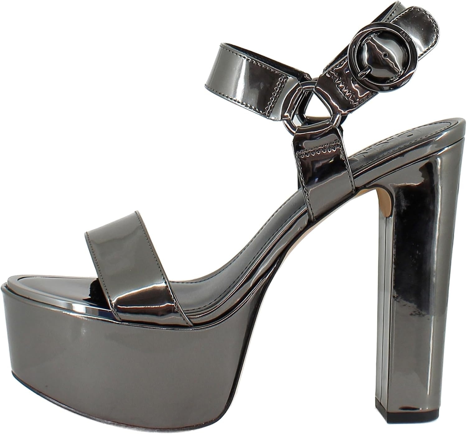 image:imageDKNY Womens Shila Platform Block Heel With Belt DetailGunmetal
