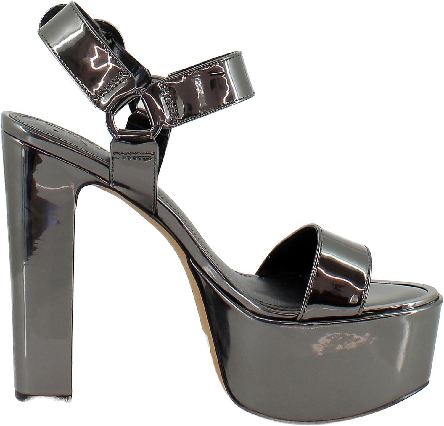 image:imageDKNY Womens Shila Platform Block Heel With Belt DetailGunmetal