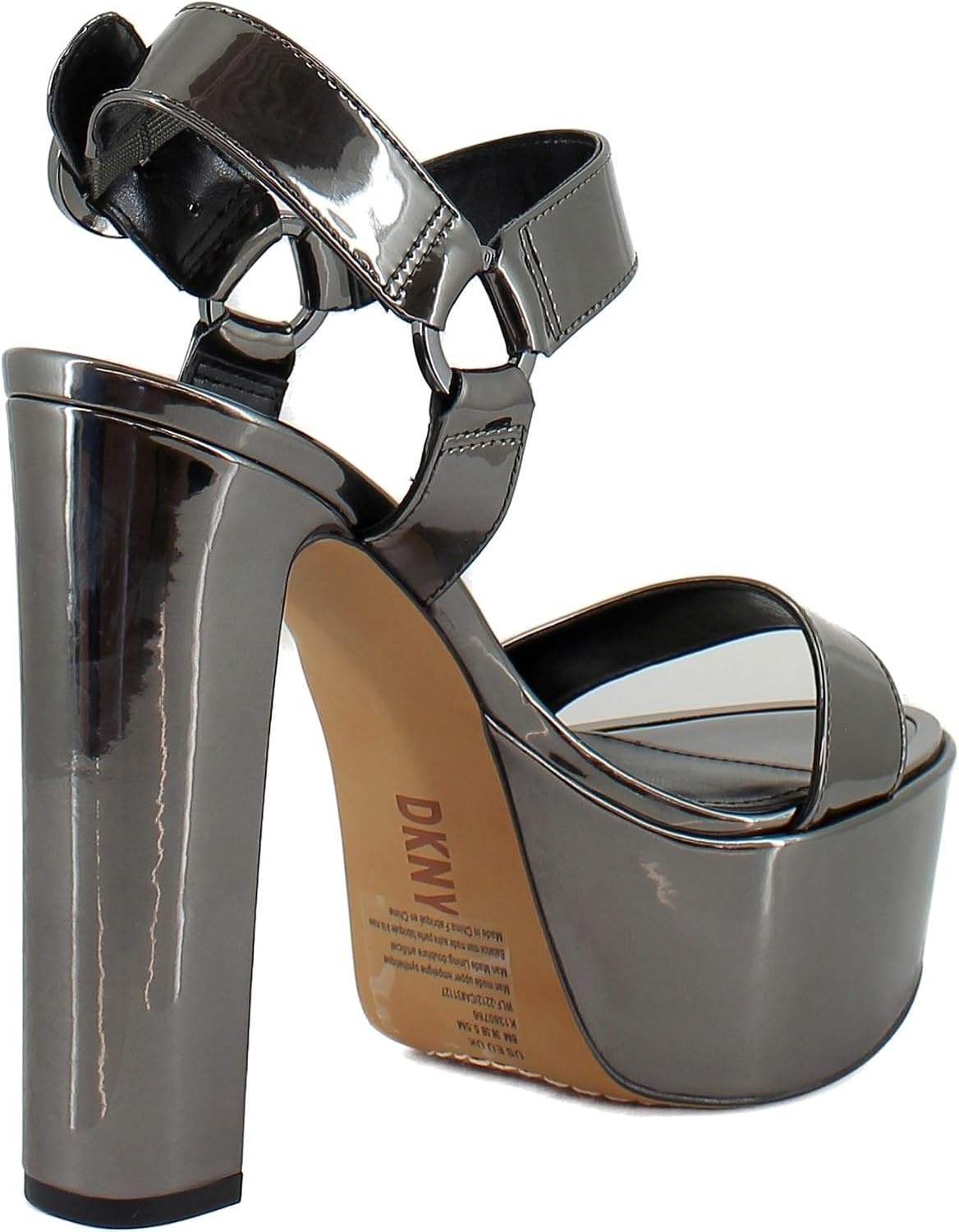 image:imageDKNY Womens Shila Platform Block Heel With Belt DetailGunmetal