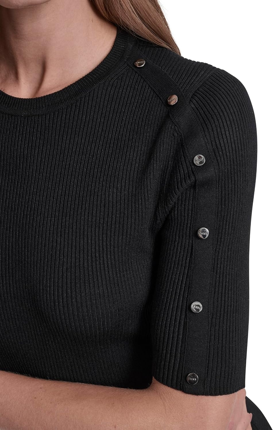 image:imageDKNY Womens Short Sleeve Crew Neck BlouseBlack