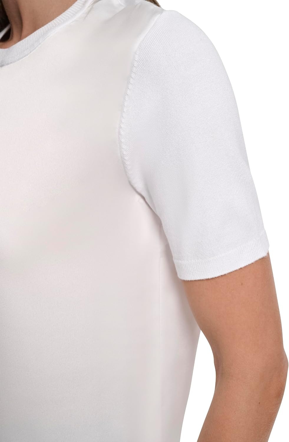 image:imageDKNY Womens Short Sleeve Crew Neck BlouseIvory