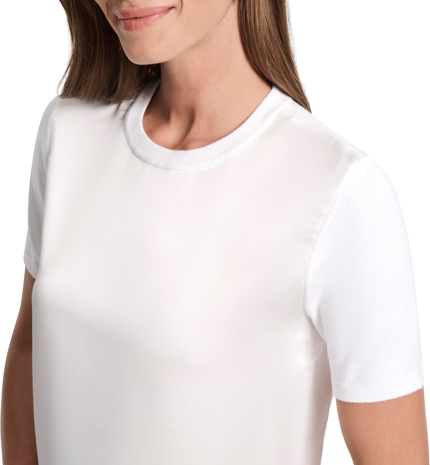 image:imageDKNY Womens Short Sleeve Crew Neck BlouseIvory