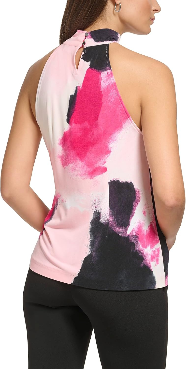 image:imageDKNY Womens Sleeveless Halter BlouseRose QuartzHibiscus