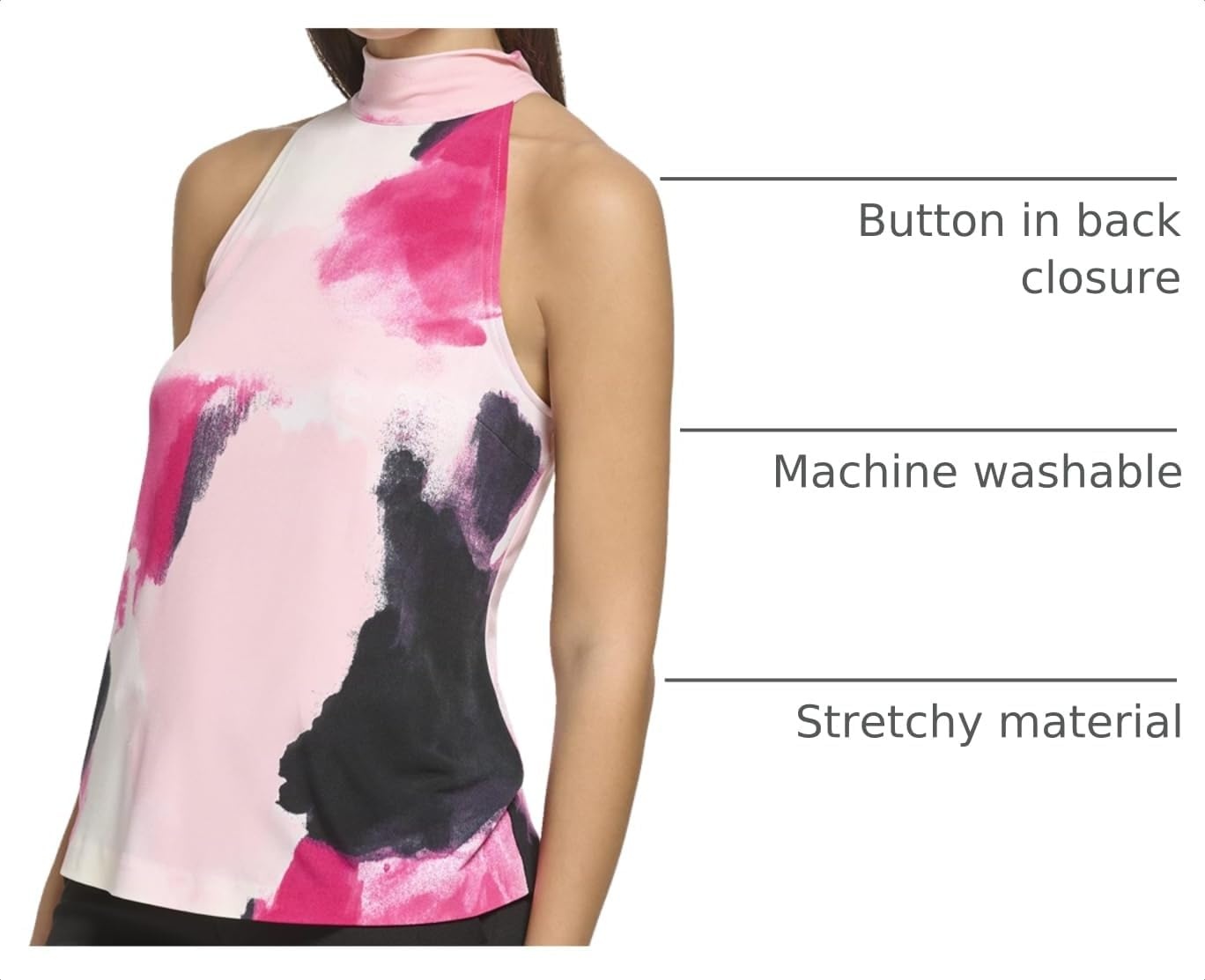 image:imageDKNY Womens Sleeveless Halter BlouseRose QuartzHibiscus