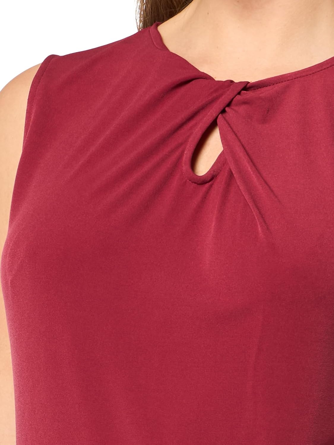 image:imageDKNY Womens Sleeveless Keyhole Jersey Workwear TopMerlot