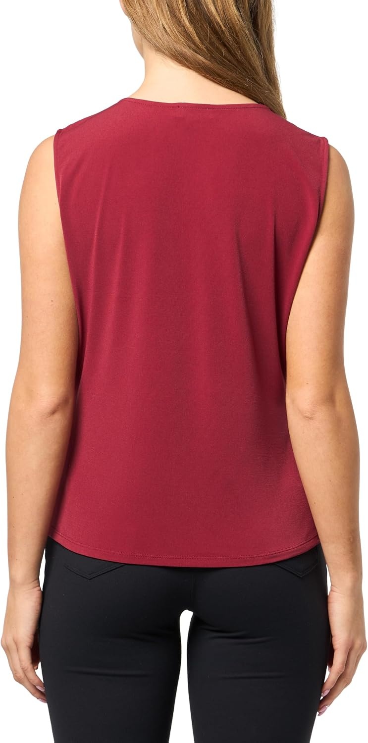 image:imageDKNY Womens Sleeveless Keyhole Jersey Workwear TopMerlot