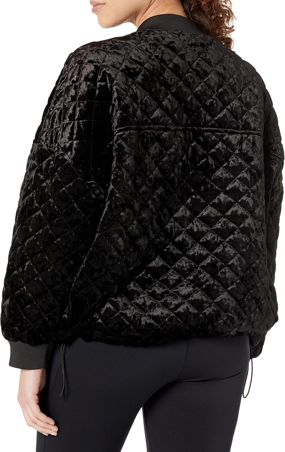 image:imageDKNY Womens Sport Womens JacketBlack Midweight Crushed Velvet Down Bomber Jacket