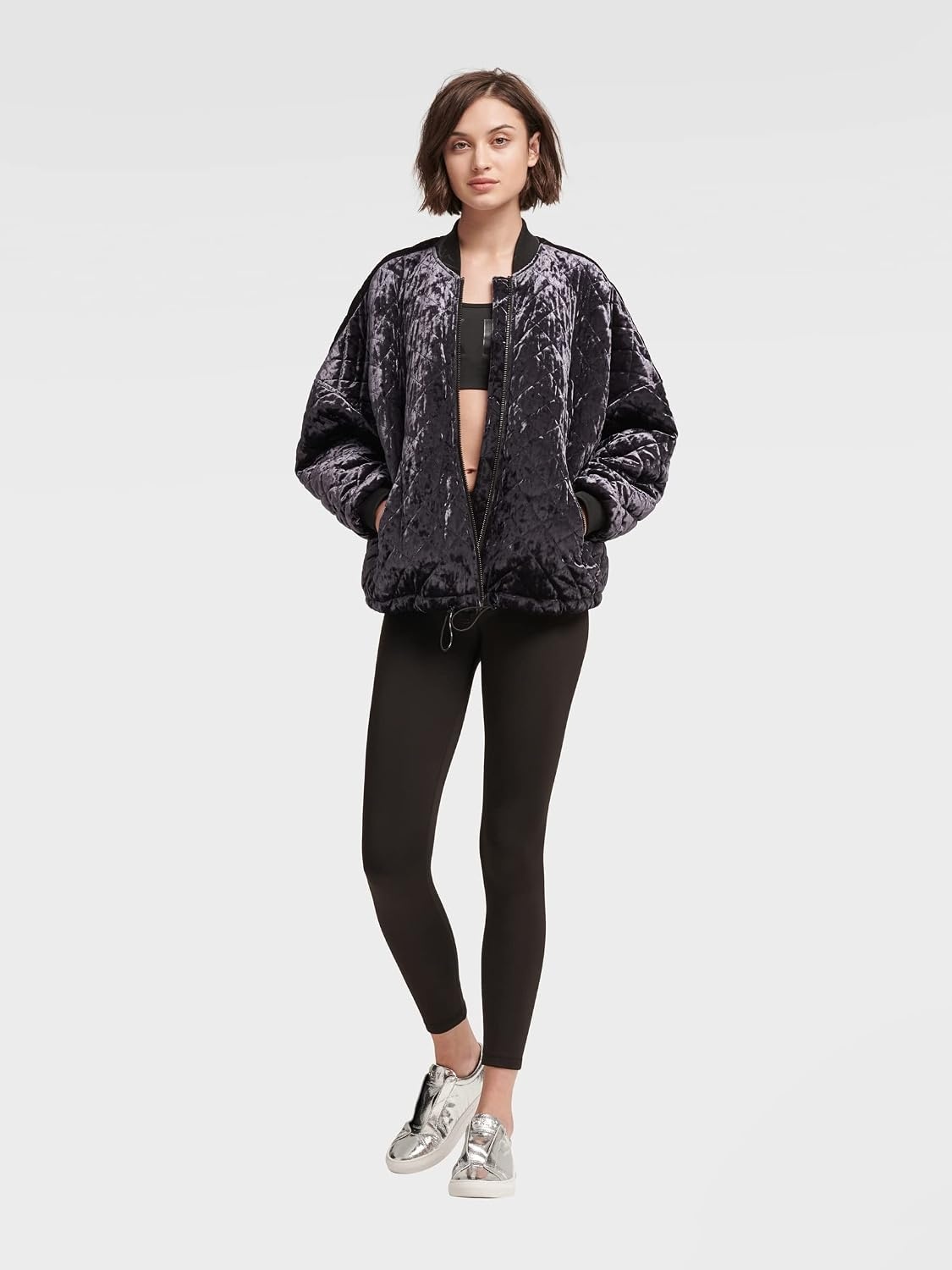 image:imageDKNY Womens Sport Womens JacketPeacoat Midweight Crushed Velvet Down Jacket