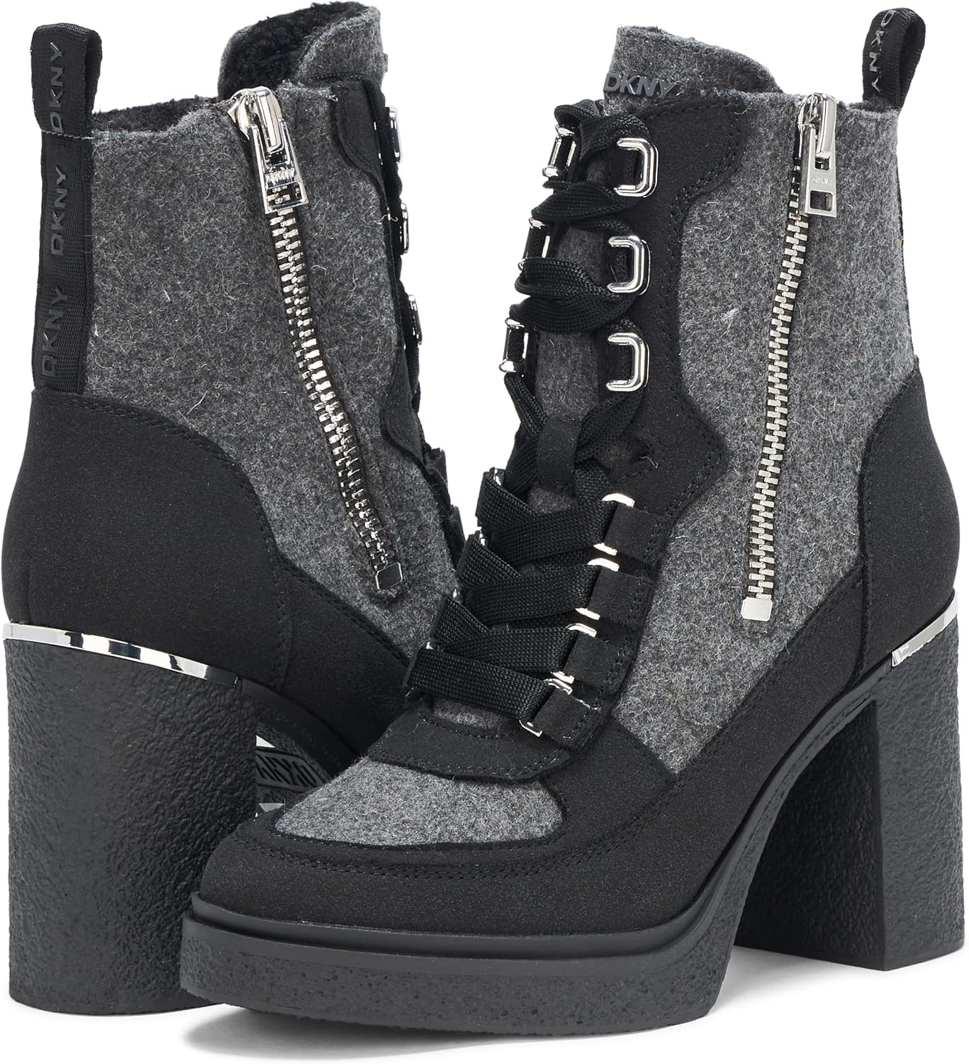 image:imageDKNY Womens Toia Platform Combat Boot with Block HeelGreyBlack