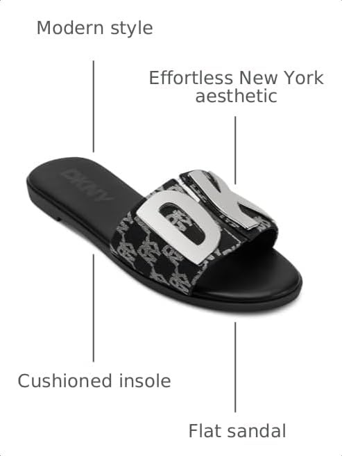 image:imageDKNY Womens Waltz Flat Sandal SlideBlackNickel