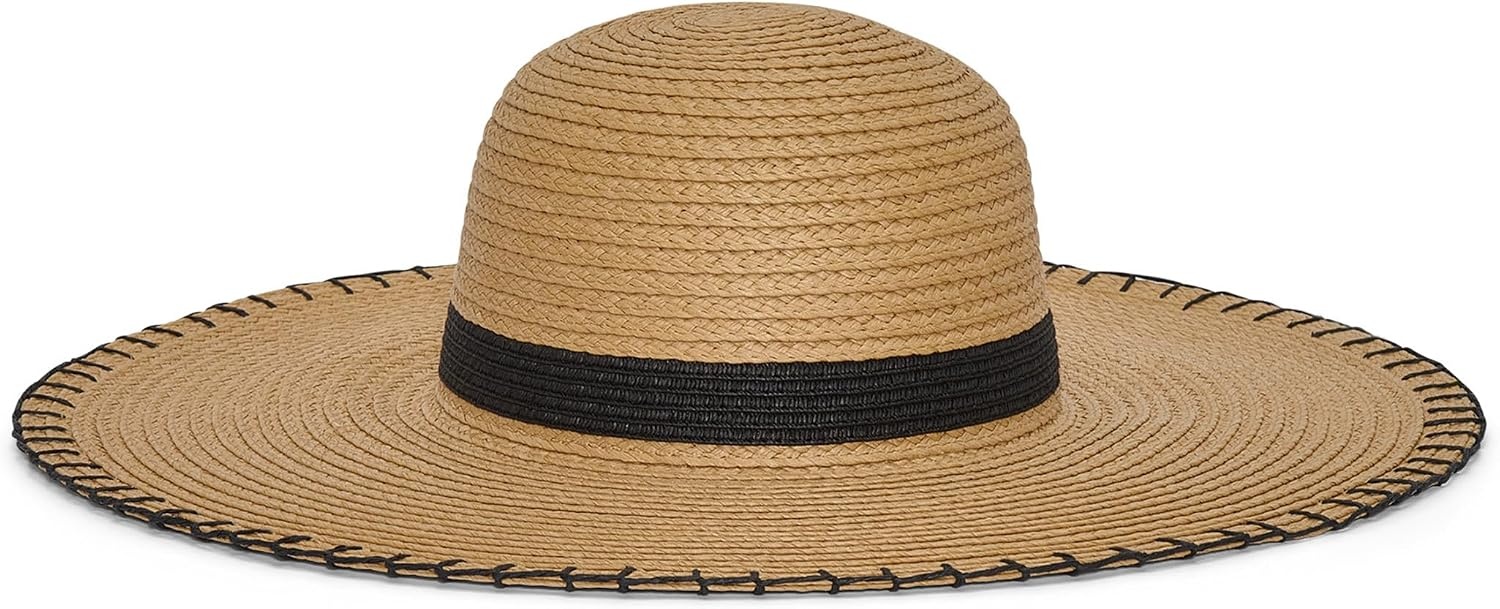 image:imageDKNY Womens Whipstitch Embroidered Sunhat Natural One Size