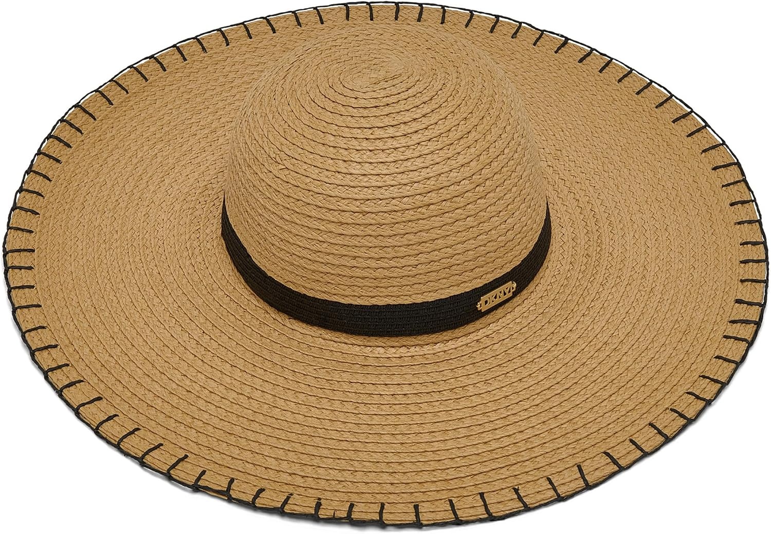image:imageDKNY Womens Whipstitch Embroidered Sunhat Natural One Size