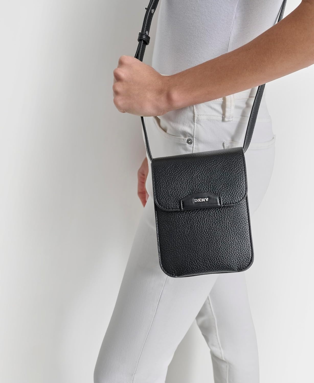 image:imageDKNY Womens Willa Phone CrossbodyBlackSilver