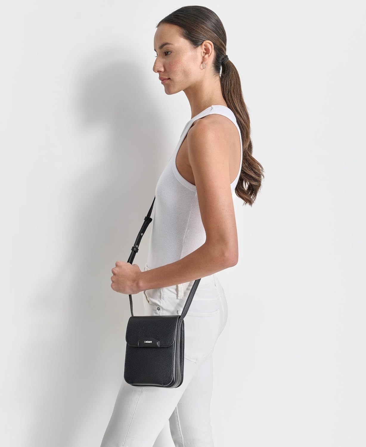 image:imageDKNY Womens Willa Phone CrossbodyBlackSilver
