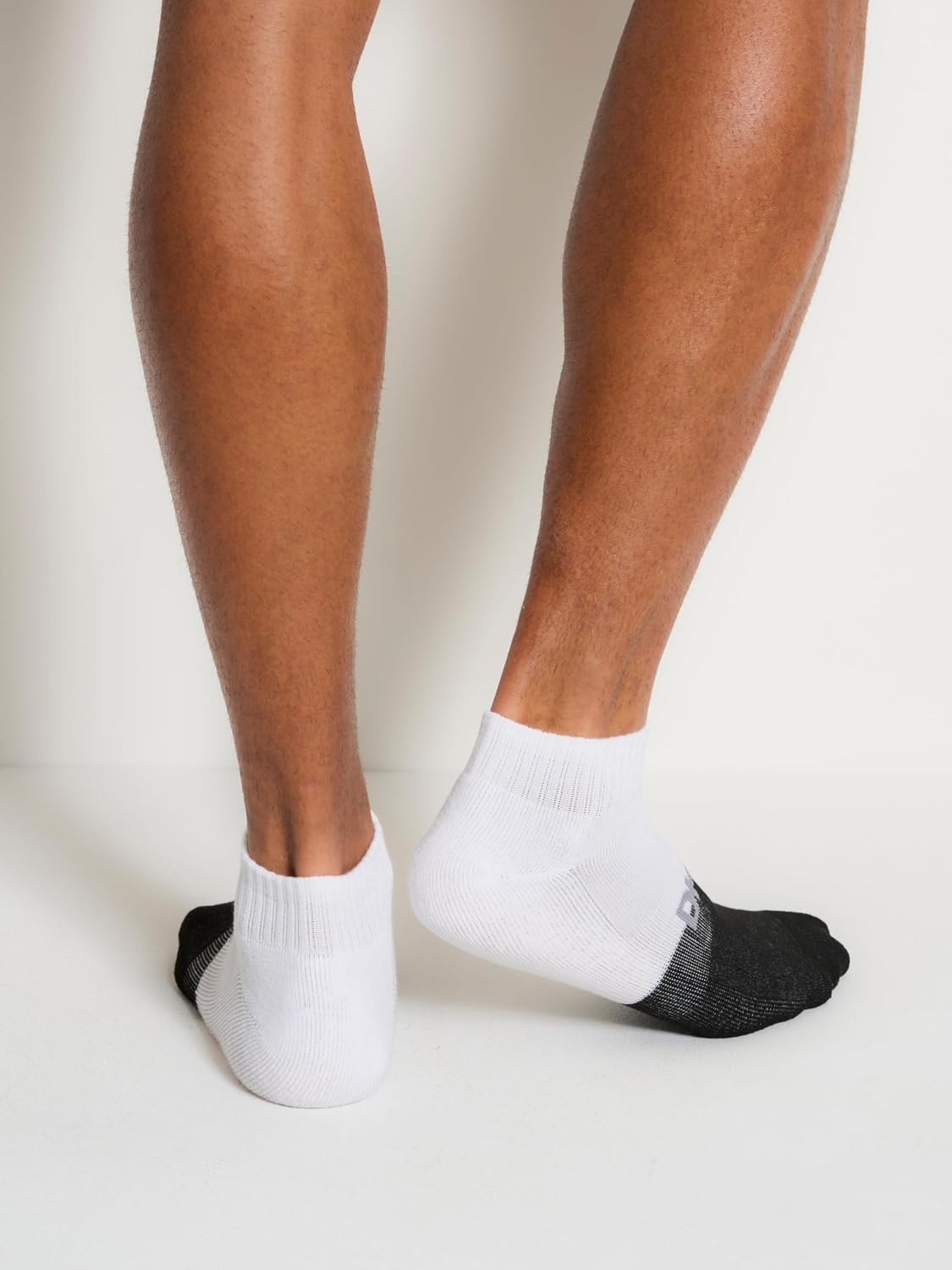 image:imageDKNY mens 6 Pack Sport Cushion Quarter Crew SocksGreyWhiteBlack Logo