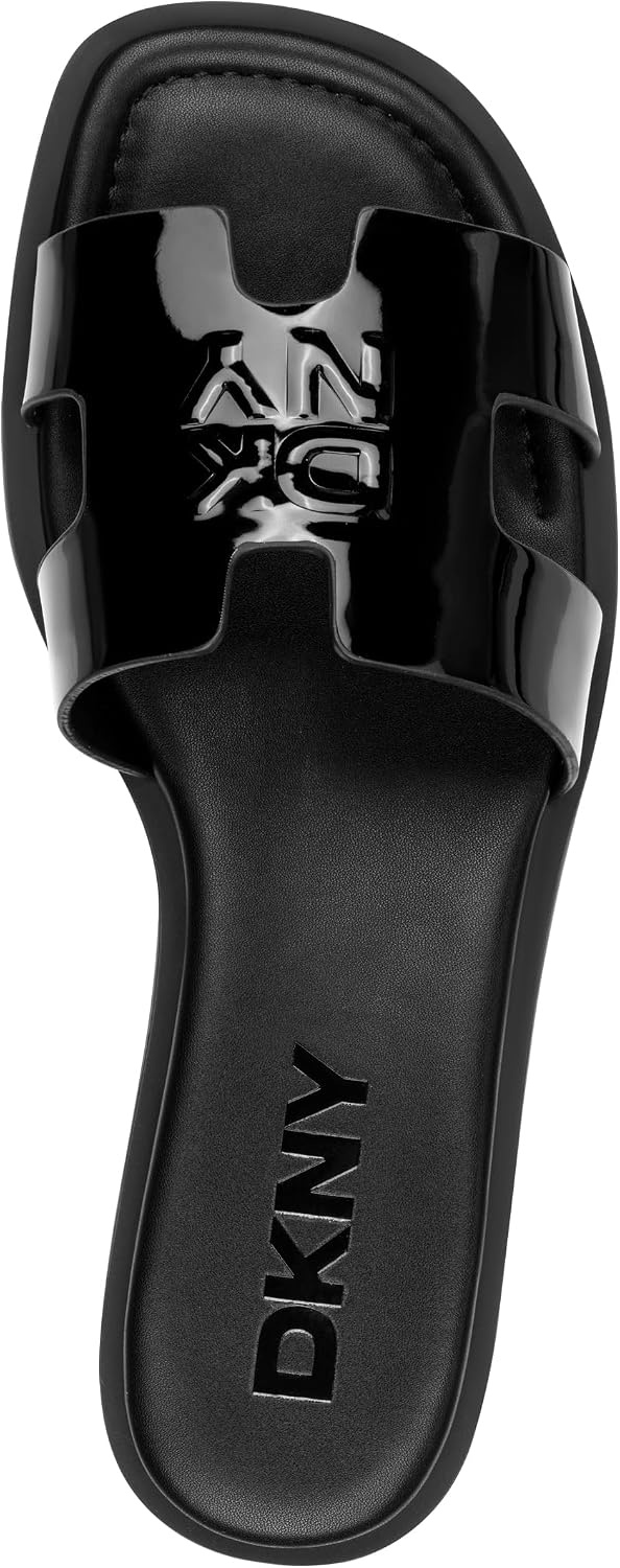 image:imageDKNY womens Columba Flat Sandal SlideShiny Black