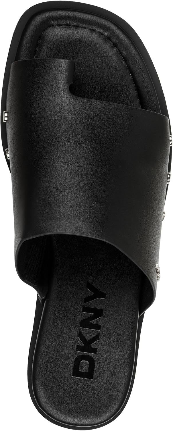image:imageDKNY womens Colwyn Flat Sandal With Toe Loop and Stud EmbellishmentsBlack