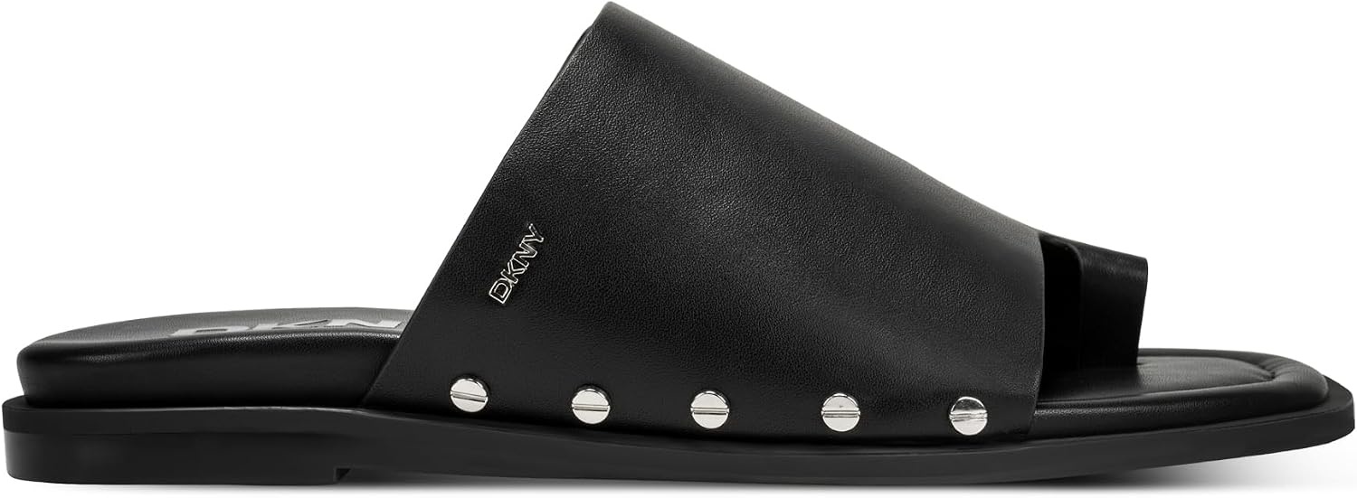 image:imageDKNY womens Colwyn Flat Sandal With Toe Loop and Stud EmbellishmentsBlack