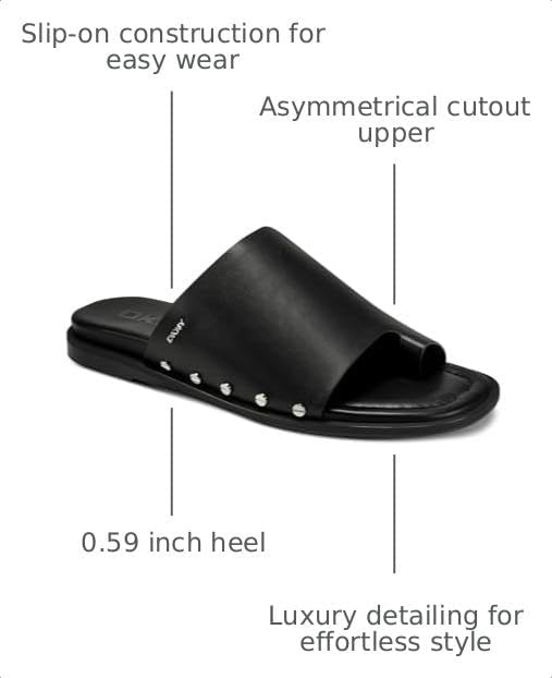 image:imageDKNY womens Colwyn Flat Sandal With Toe Loop and Stud EmbellishmentsBlack