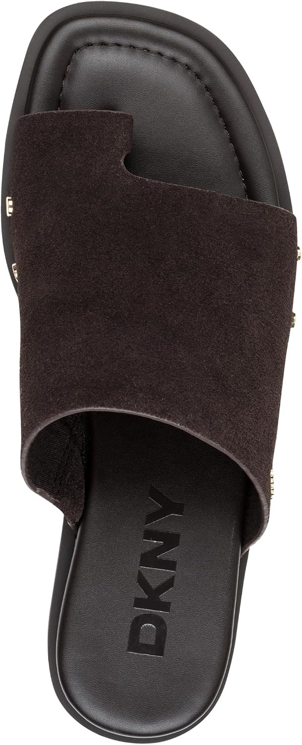 image:imageDKNY womens Colwyn Flat Sandal With Toe Loop and Stud EmbellishmentsBrown
