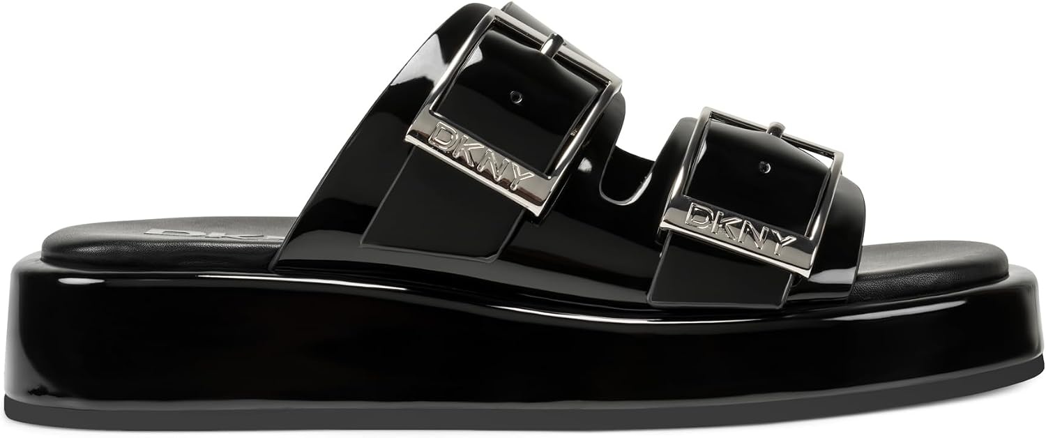 image:imageDKNY womens Leocadia Platform Slide Sandal With BucklesBlack