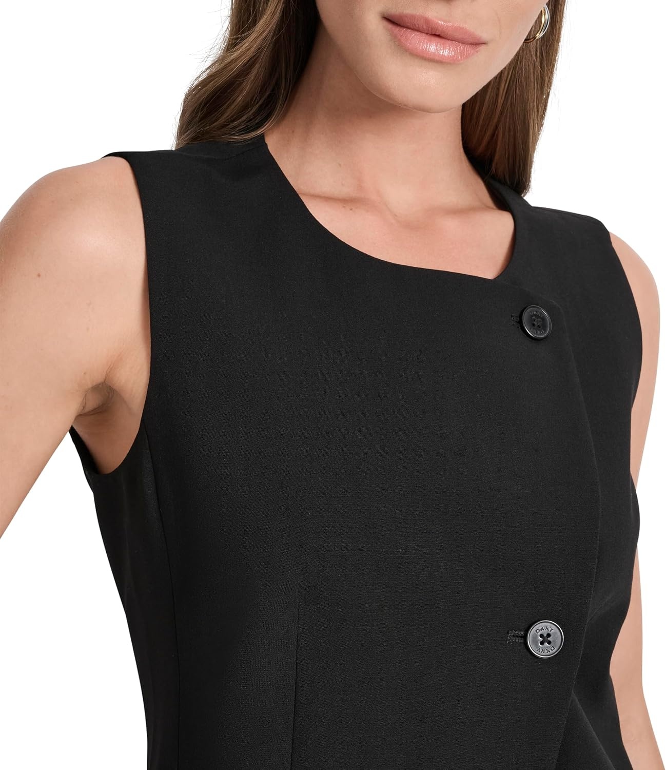 image:imageDKNY womens Sleeveless Crew Neck Suiting VestBlack