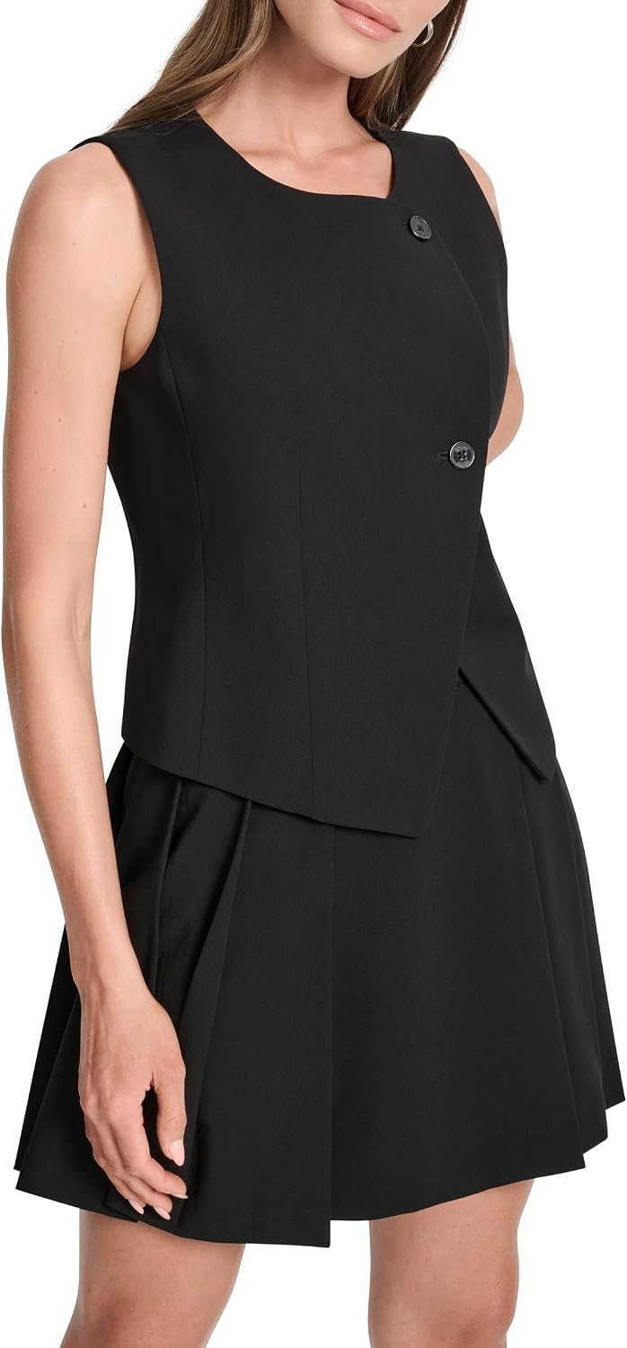 image:imageDKNY womens Sleeveless Crew Neck Suiting VestBlack