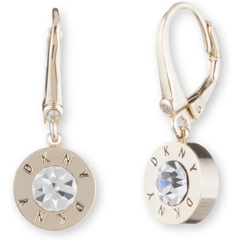image:imageDKNY Crystal Logo Drop Earrings GoldTone Created for Macys