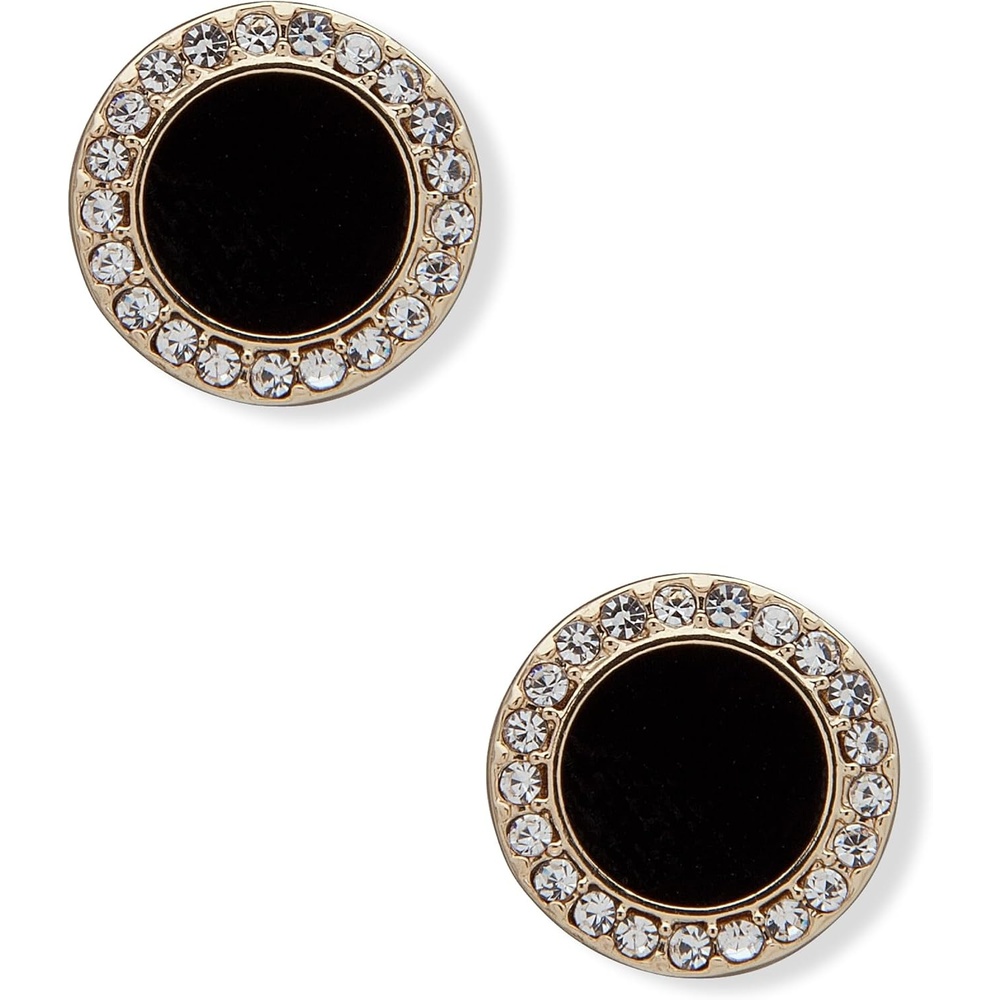 image:imageDKNY GoldTone Stone amp Crystal Halo Stud Earrings Sparkling Gold Earrings Beautiful Womens Jewelry