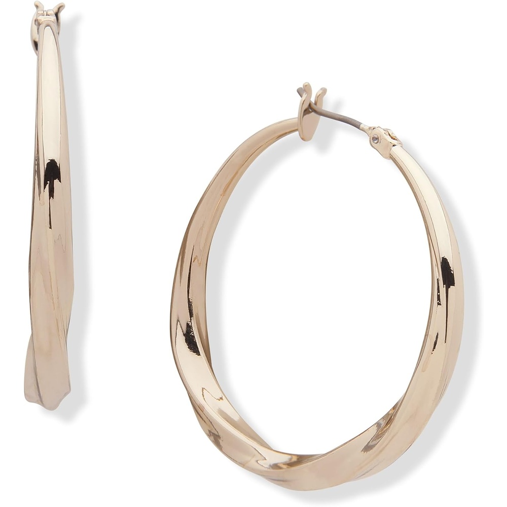 image:imageDKNY Medium Twist Hoop Earrings Elegant Hoop Earrings for Women Beautiful Womens Jewelry Gold