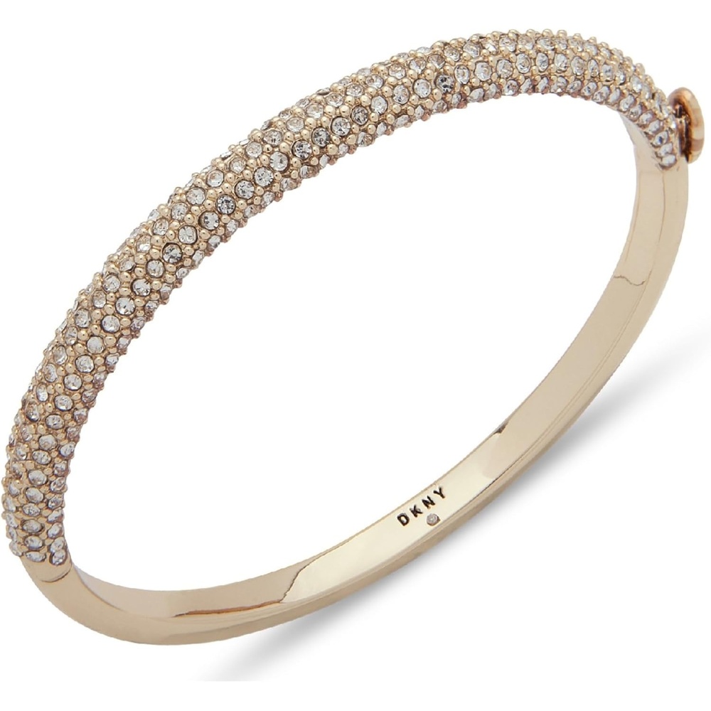 image:imageDKNY Ombre Pave Bangle Bracelet Gold amp SilverTone with Crystals Womens Bracelet with Box amp Tongue Closure Great Gift for Women