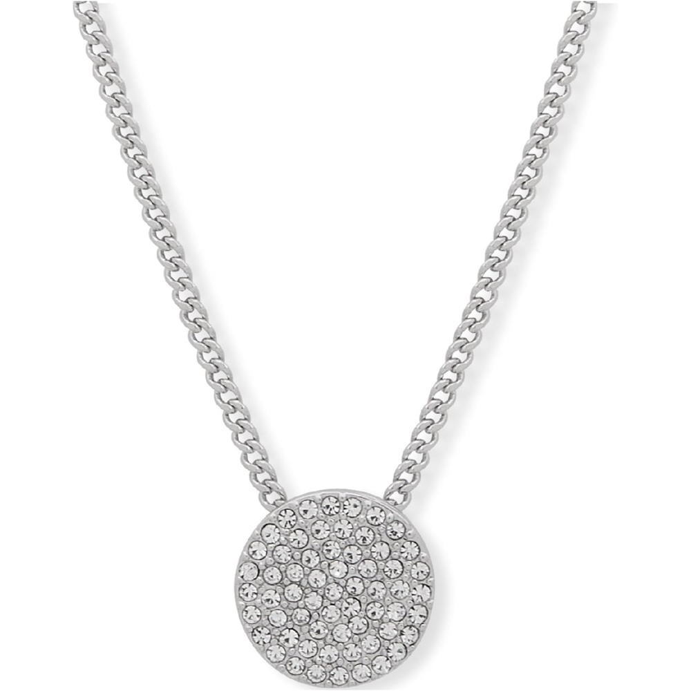 image:imageDKNY Pav Disc Pendant Necklace Silver Necklace for Women Beautiful Womens Jewelry Silver amp Crystal 16