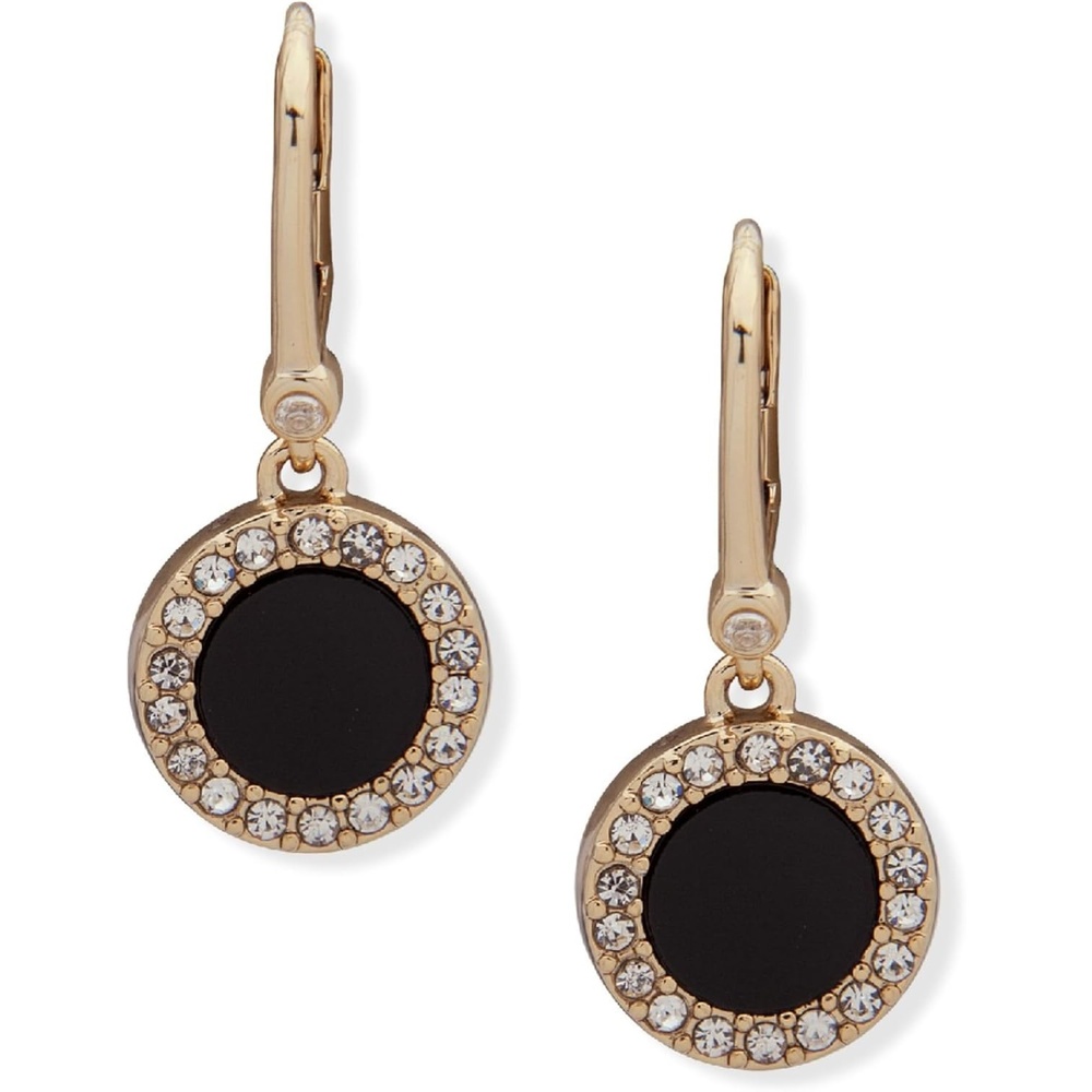 image:imageDKNY Pav amp Stone Small Drop Earrings Gold Earrings for Women Elegant Drop Earrings Beautiful Womens Jewelry