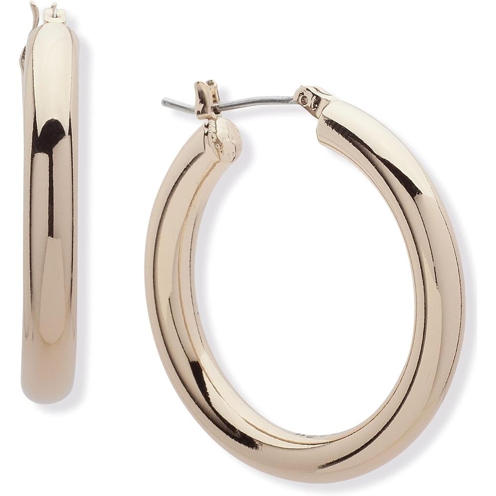 image:imageDKNY Wide Hoop Earrings Trendy Fashion Jewelry for Women Great Gift for Women Gold Hoops 30mm