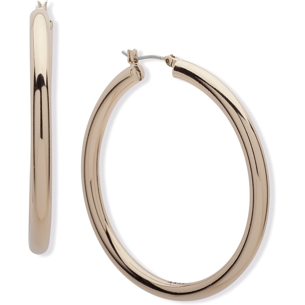 image:imageDKNY Wide Hoop Earrings Trendy Fashion Jewelry for Women Great Gift for Women Gold Hoops 50mm