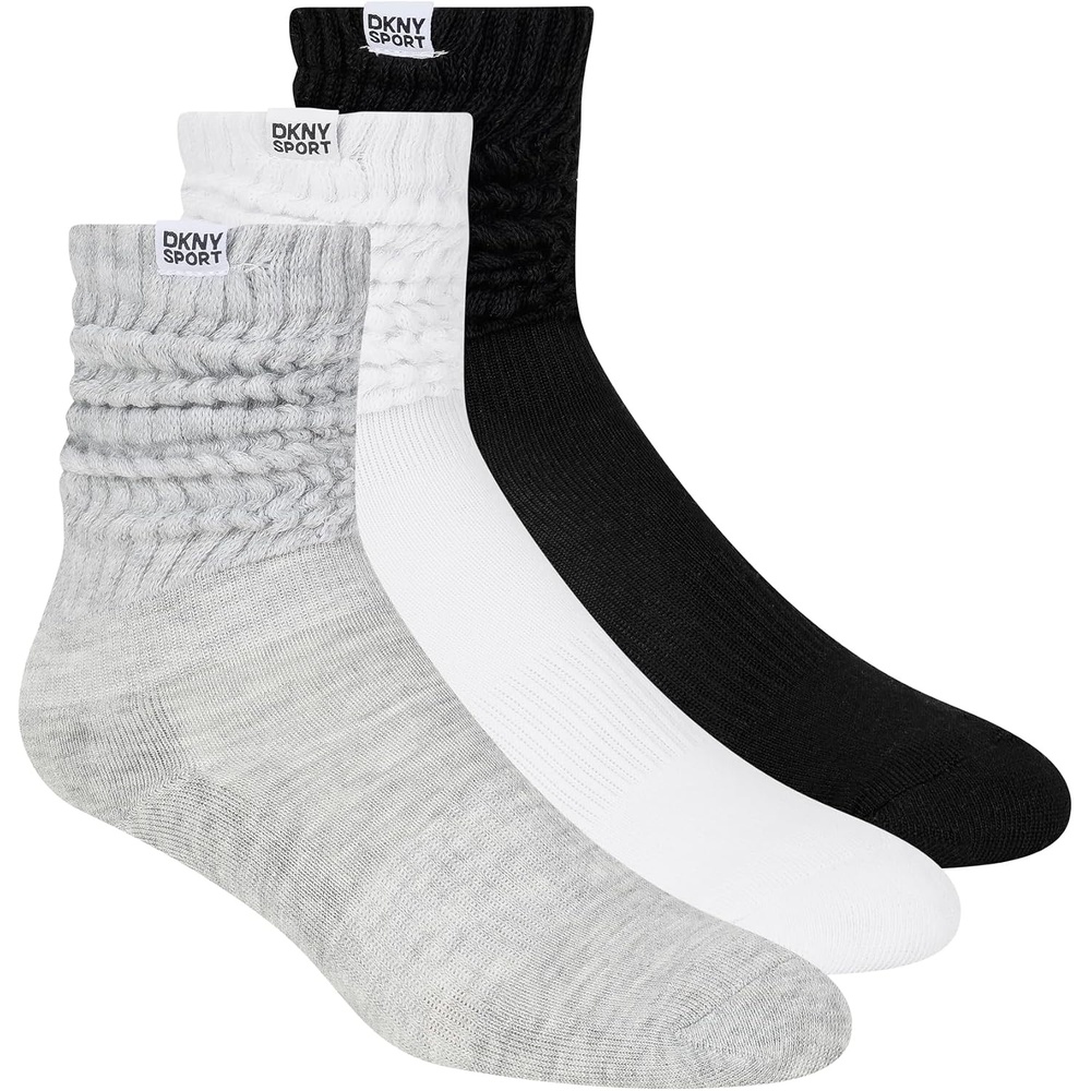 image:imageDKNY Womens 3 Pack Slouch Crew SocksGreyWhiteBlack