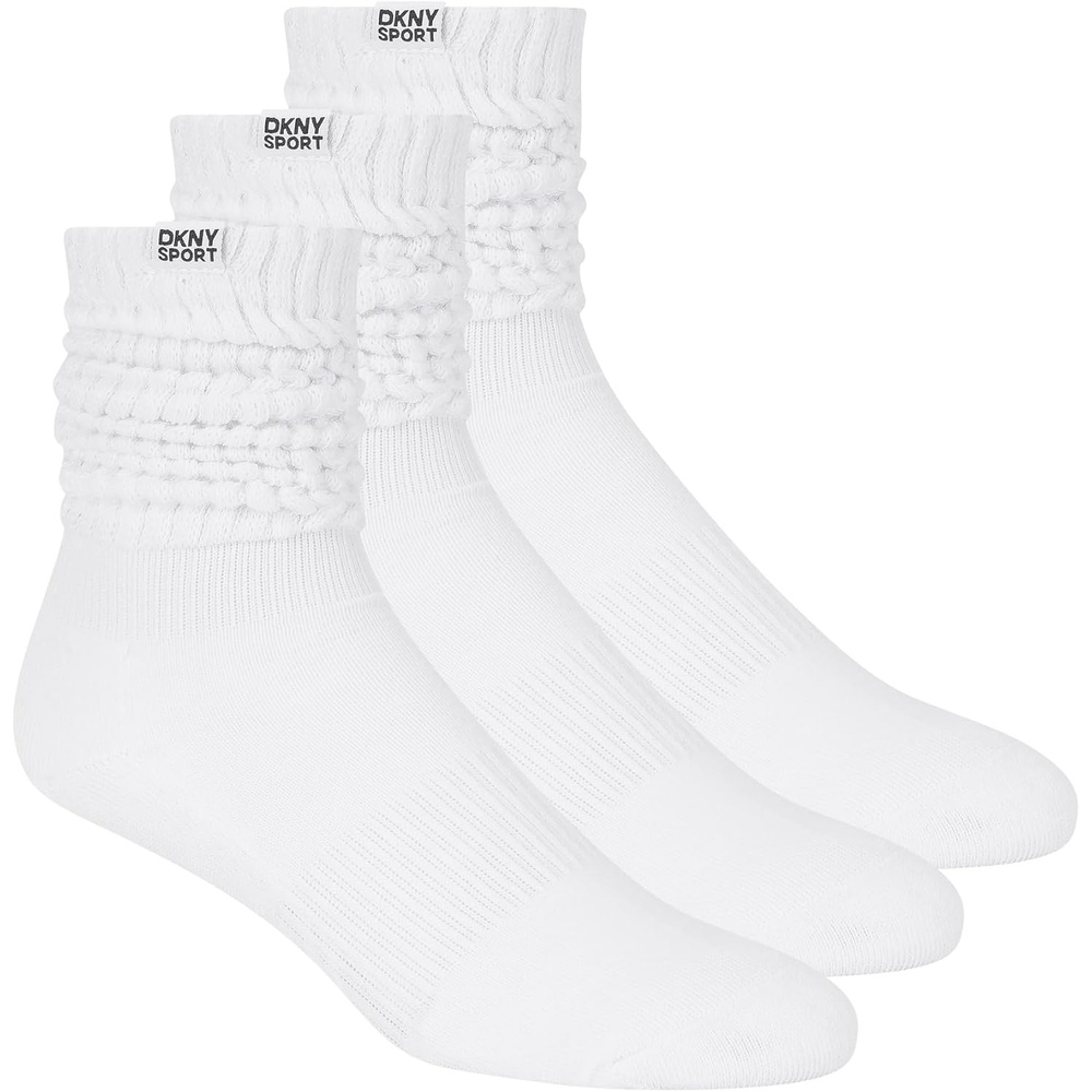 image:imageDKNY Womens 3 Pack Slouch Crew SocksWhite Traditional