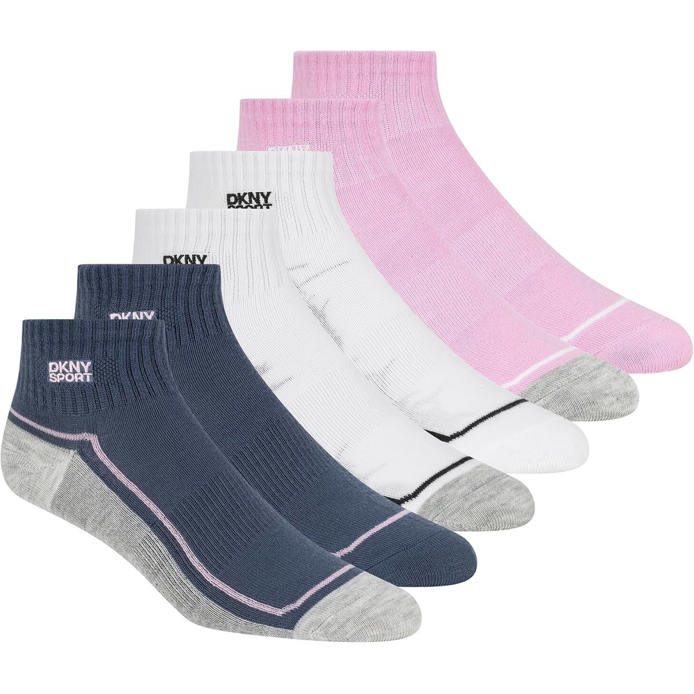 image:imageDKNY Womens 6 Pack Sport High Quarter Crew SocksBluePink