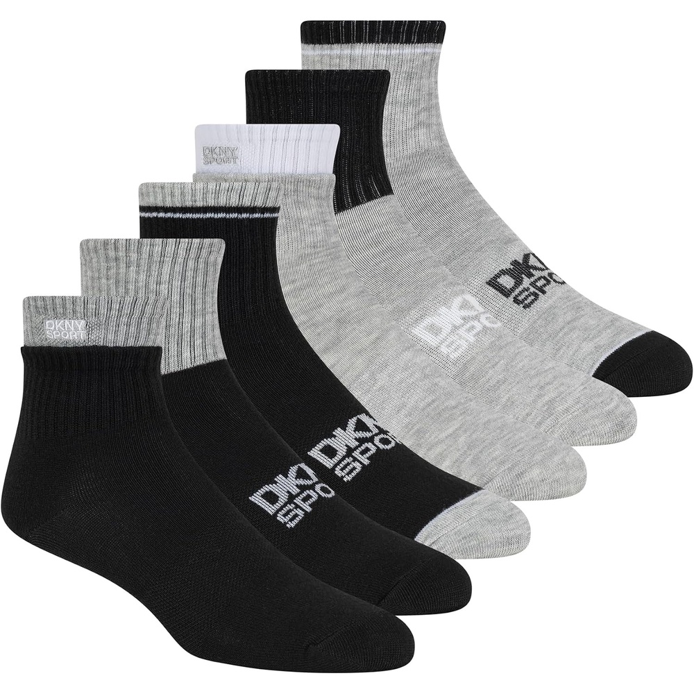 image:imageDKNY Womens 6 Pack Sport Low Crew SocksBlackGrey